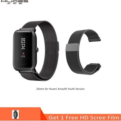 Mijobs 20mm Bracelet for Xiaomi Huami Amazfit Bip Bit Youth Pace Lite Smart Watch Strap Metal Stainless Steel Wristband