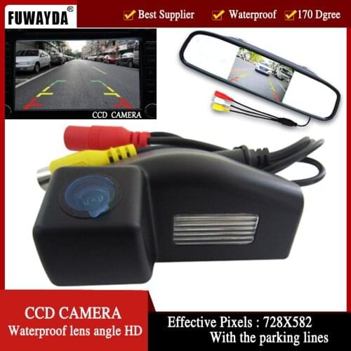 FUWAYDA Color Car Rear View Camera for Mazda 2 / Mazda 3,with 4.3 Inch Rear view Mirror Monitor