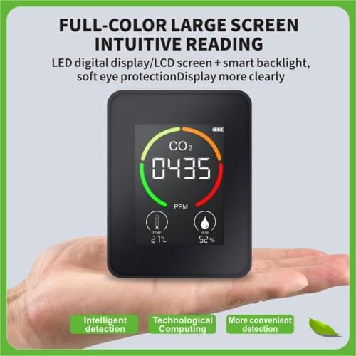 CO2 Sensor CO2 Meter Air Quality Monitor Pollution Monitor Thermohygrometer Home Digital Air Detector Household Gas Detector