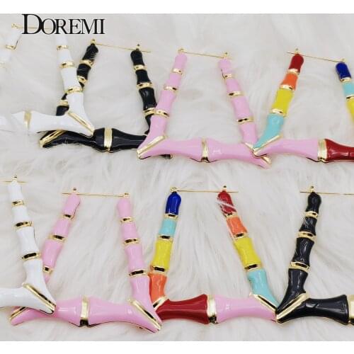 DOREMI Swirl Bamboo Hoop Earrings Customizable Hiphop Customize Name Earrings Bamboo Style Custom Earrings Statement for Gifts