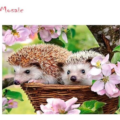 Hedgehog Painting Diy Diamond Painting Cross Stitch Mosaic diamond Pattern full square Diamond Embroidery sale,animal, wall art