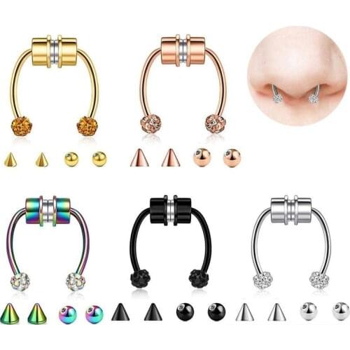 1pcs Magnetic Fake Septum Piercing Fake Nose Ring Hoop Reusable Magnetic Non Piercing Nose Septum Ring Hoop Jewelry