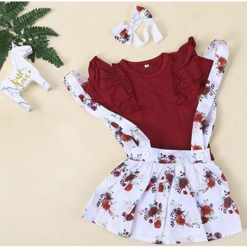 3PCS Summer Toddler Boy Clothes Kids Boutique Clothing Wholesale Baby Girl Clothing Set Top+Dress+Headwear Kids Clothes Girls