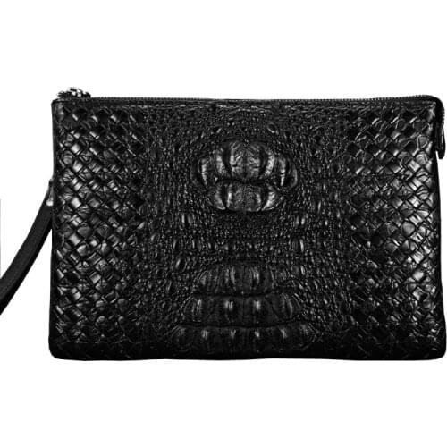 Ouruili Real crocodile leather style woven men clutch bag with a new design style handbag on both sides men clutch bag