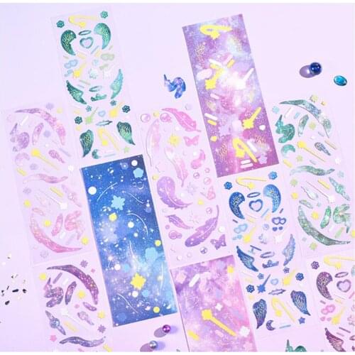3pack Starry Sky Girl Sticker Decoration Birthday Gift Wrapping DIY Kids Waterproof Transparent Handbook Diary Scrapbook Sticker