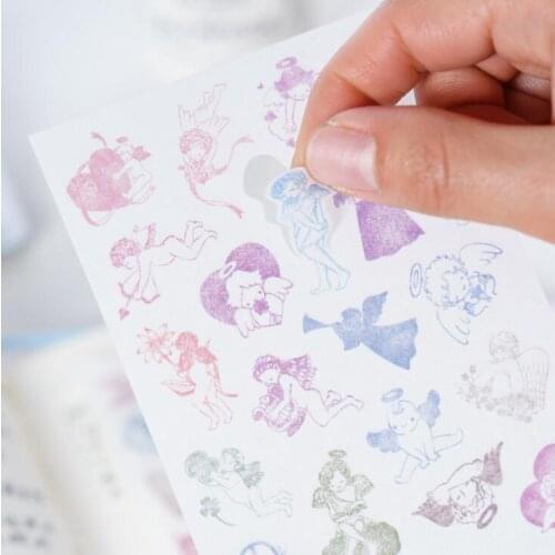 6 pcs/pack Cute Cherub Angel Cartoon Stickers Diary Sticker Scrapbook Decoration PVC Stationery Stickers