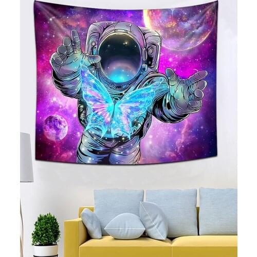 Space Astronaut Wall Tapestry Carpet Trippy Printing Decoration Home Decor Wall Hanging Fabric Custom Tapestry Background