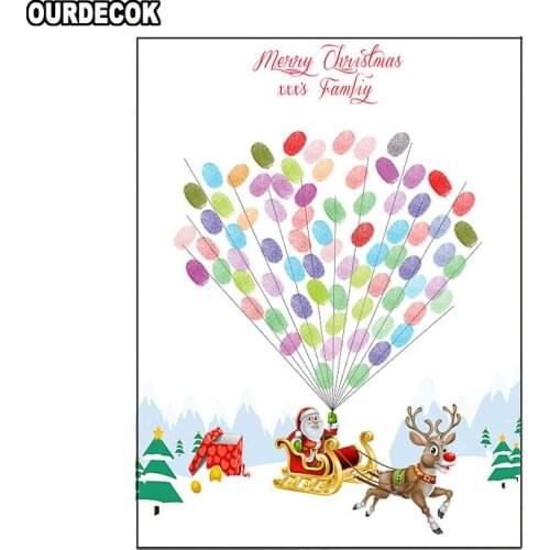 Christma Personalized Fingerprint Painting Santa Claus Guest Book DIY New Year Banquet Festival Party Decorations