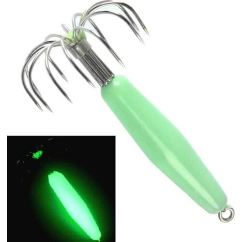 Luminous Squid Lure Hook Fish Hook Vivid Lifelike Simulation Squid Hook Fishing Gear Tackle Lures Squid Jig Lures with 12 Hooks