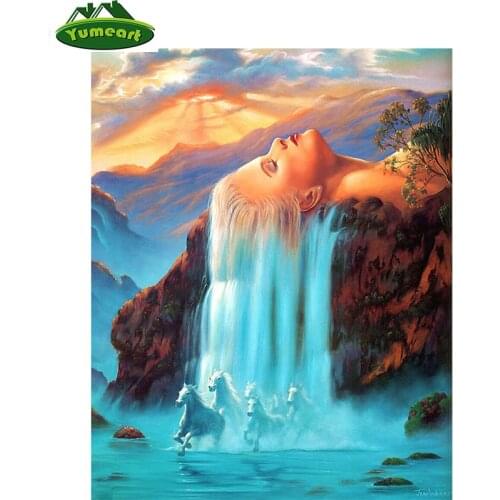 Home Decoration Diamond embroideri Beauty Women Hair animated Waterfall Horse picture of rhinestones beadwork diamond mazayka