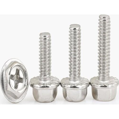 Stainless steel cross flange screw outer toothed bolt anti slip gasket m4m5m6m8