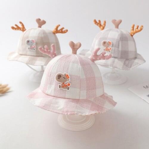 Breathable Sun Hat For Children Cute Cartoon Unisex Hats Spring And Autum Streak Fawn Image Lovely And Simple Kids Fisherman Hat