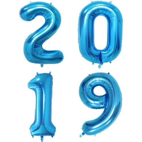 Balloons Digital Aluminum Film Balloons Birthday Wedding Decoration 32-inch Blue Numbers