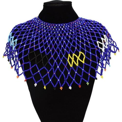 High Quality Egyptian 3 Colors Fashion Handmade Colorful Beaded Chain Statement Choker Bib Necklaces Beads Jewelry Vintage