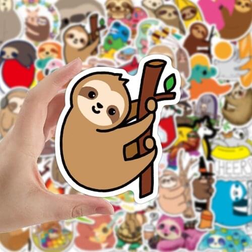10/50PCS Cute Sloth Animal Laptop Stickers Relax Life Funny Text Cartoon Waterproof Stickers for Kids DIY Bike Guitar Fridge Car