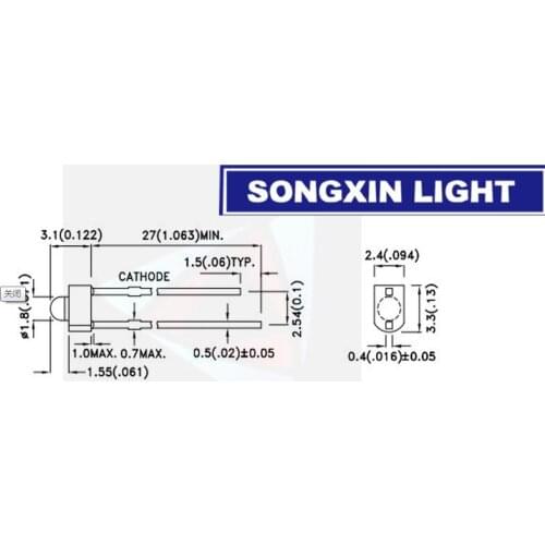 1000PCS 1.8 mm LED diode Light White Yellow Red Green Orange Blue Original color DIP LED Diffused