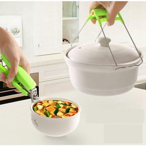 2pc/Set Hot Bowl Holder Dish Clamp Pot Pan Gripper Clip Stainless Steel Plate Anti-Hot Clip Tongs Clamp Gripper For Kitchen Tool