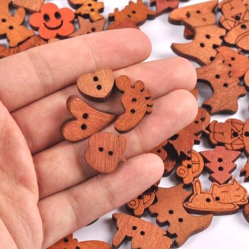 30pcs Mixed Antique Cartoon Wooden Buttons For Crafts Scrapbooking Sewing Clothes DIY Kid Apparel Supplies mt2259