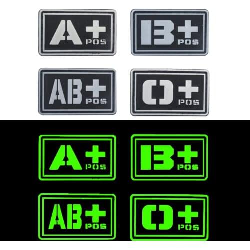 3D Reflective Blood Type Army Military Tactical Patch Rubber Badge Recognition Adhesive Sticker Armband Pasting Clothes Hat