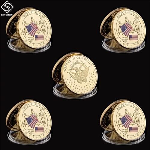 5PCS/Lot 1777 Betsy Ross USA Flag Designer Challenge Coin History of Glory Replica Coin Collection