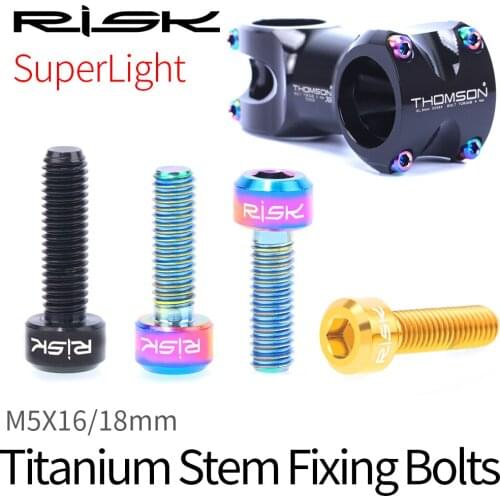6pcs RISK M5*16/18MM Titanium Bolt Stigma Head Bicycle Handle Stem Bolts Mountain Bike Ultralight Seat Clamps Screws Bike Part
