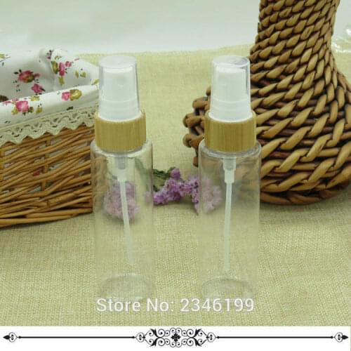 60ML 20pcs/lot Empty Plastic Lotion Pump Bottle with Bamboo Cap, DIY Cosmetic Emulsion Refillable Container, Empty Spray Bottle