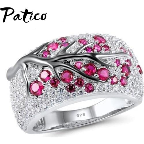 925 Sterling Silver Tree Branch Rings Cubic Zirconia For Women Gem Stone Knckle Finger Rings Engagement Wedding Jewelry Anillos