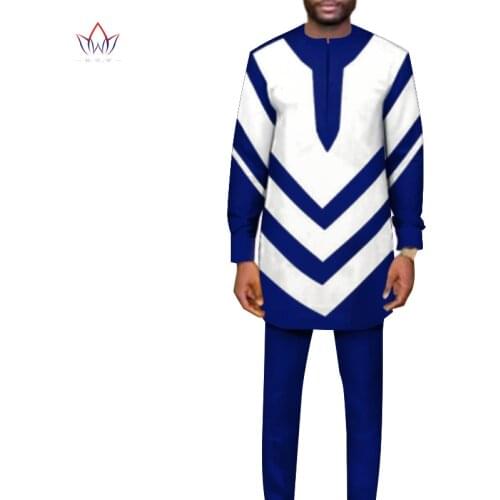 African Clothing Set for Men Full Sleeve Shirt with Trousers African Style Dashiki Clothes Ankara Suit Street Wear WYN1183