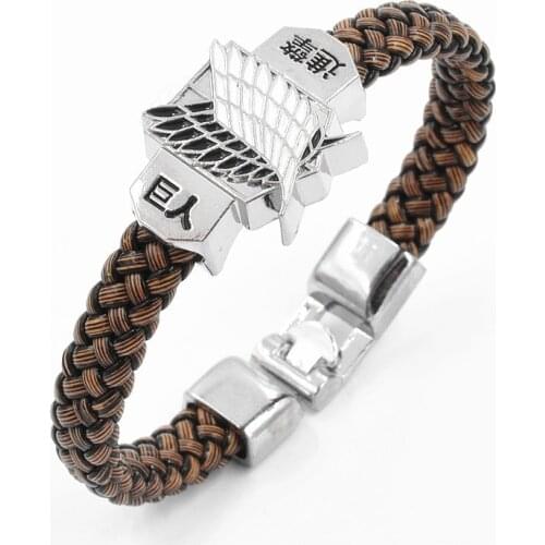 Attack on Titan Scouting Corps Anime Leather Bracelet DEATH NOTE Metal Accessories Cosplay Collection