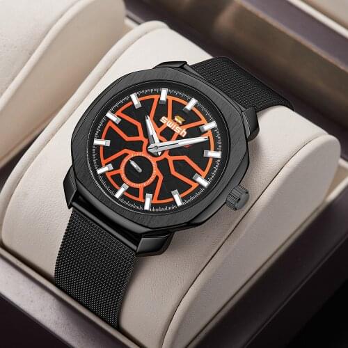 SWISH Brand Designer Quartz Watches Men Stainless Steel Dress Wristwatch 2021 New Fashion Milan Strap Small Second Dial Working