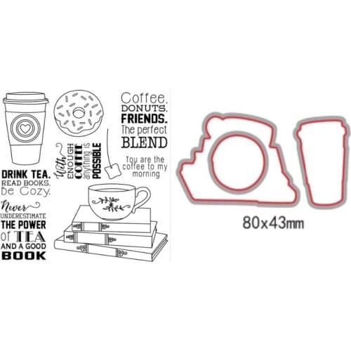 Tea and book Cutting Dies or Stamp Stencils for DIY Scrapbooking/photo album Decorative Embossing DIY Paper Cards B1009