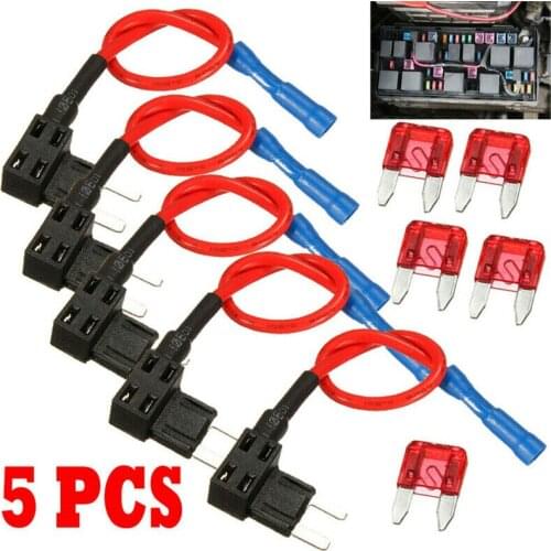 5pcs 12v Small Car Fuse Holder Add-a-circuit Ato Atc Mini Blade Fuse Splice Holder Blade Fuse Car Fuse Auto Replacement Parts