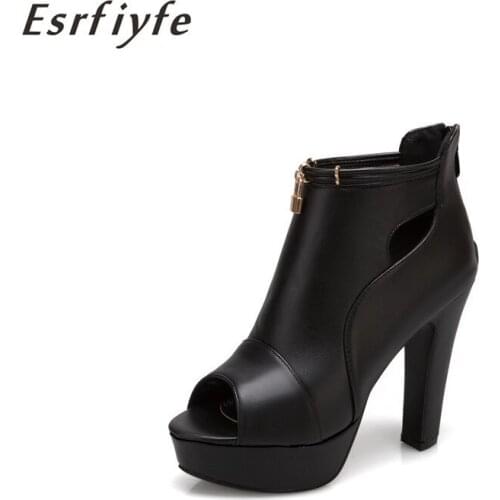ESRFIYFE 2021 New Fashion Summer Women Sandals Super High Heels Dress Office Shoes Ankle Strap Plus Size 34-50 Peep Toe Snadals