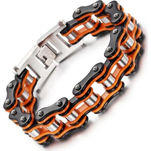 Nice gift for Women Mens Charming cool Motorcycle Chain Stainless Steel Biker Bracelet 8.66'' 16mm