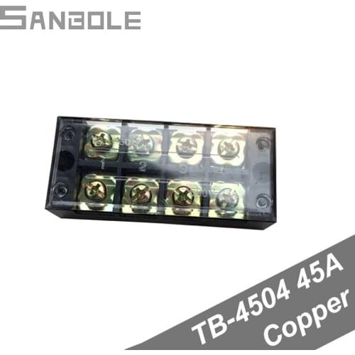 Terminal Block TBC-4504/TB-4504 Fixed Type 45A 600V 4 Position 4P 0.5-4mm2 Connection Electrical Copper