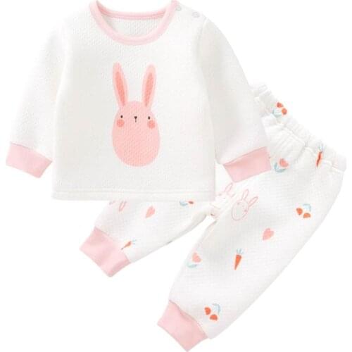Pureborn Newborn Baby Clothing Set 2 Pcs Thick Quilted Cotton Lined Baby Top and Pants Pull Over Winter Clothes Pajamas Outfit