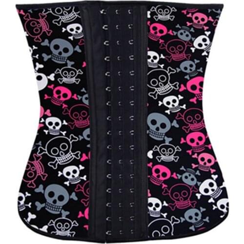 Skull corsets and bustiers latex waist cincher women slimming body shaper fajas modeladoras corsetti e bustier corsage corselet