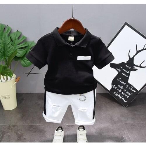 Baby Boy Summer Clothes Pure Color T- Shirt + Pants Boys Outfit Cotton Infant Clothes Sport Suits Tracksuit 2-6Years