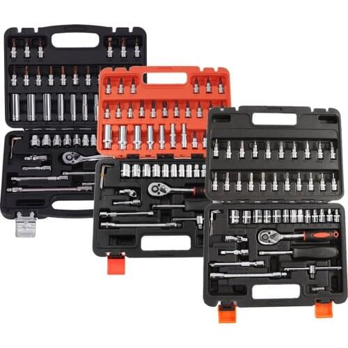 46/53pcs Ratchet Wrench Sleeve Set Kit for Car Bicycle Hardware Repair Tools Torque Wrench Combination Multifunction Hand Tools