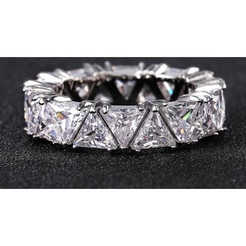 Dazzling Full Crystal AAA CZ Zircon Engagement Wedding Rings for Women Luxury Triangle Cubic Zirconia Ring 2021 Trendy Jewelry