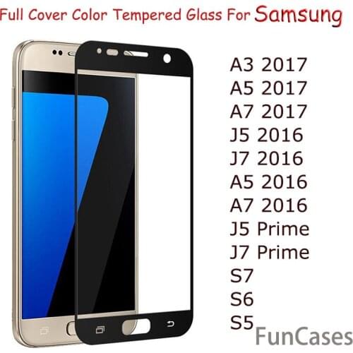 Full Cover Tempered Glass For Samsung Galaxy A8 J2 2018 A3 A5 A7 J3 J5 J7 2017 2016 J5 Prime J7 Prime S7 S6 Screen Protector
