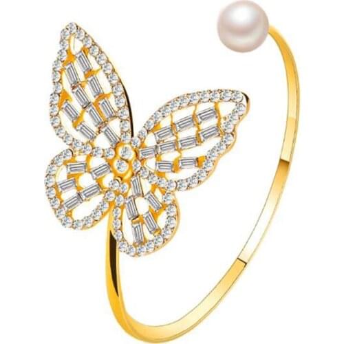 Hollow Rhinestone Butterfly Bracelet for Women Exaggerated Crystal Opening Adjustable Bracelet Bangle Retro Pulseira Jewelry