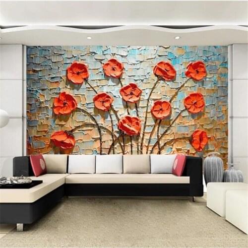 Custom wallpaper 3d photo mural papier peint hand-painted oil painting flower TV background wall stereo knife painting wallpaper