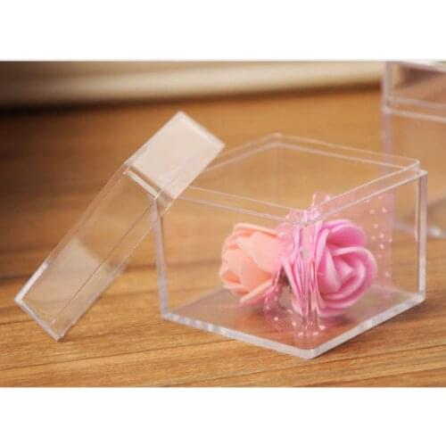Clear Acrylic 5 Sided Jewelry Display Storage Box Case Square Cube Props Box