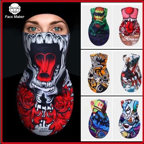 Winter Warmer Bandana Mask Cover Neck Warmer Gaiter Bicycle Cycling Ski Tube Scarf Hiking Breathable Masks Print Winter
