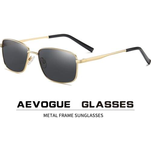 AEVOGUE 2020 New Sunglasses Men Square Retro Polarized Metal Frame Brand Design Sun glasses UV400 AE0846