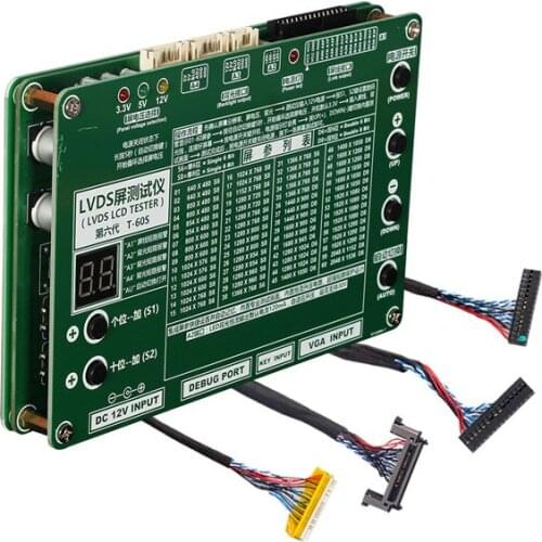 LVDS LCD TESTER T-60S LCD/LED TV PANEL TEST TESTER + 9 PIECE CABLE ADAPTÖRSÜZ