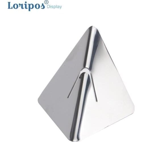 Stainless Steel Triangular Tables Name Card Clip Menu Stand Note Paper Photo Picture Clip Metal Label Holder Price Tag Display