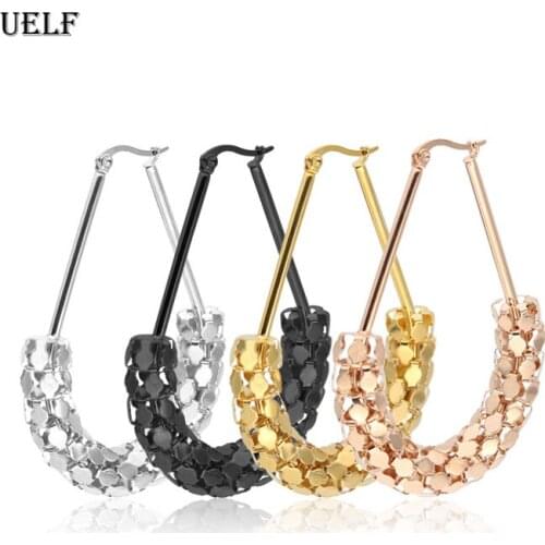 Uelf 2019 New Big Circle Round Hoop Earrings for Womens Fashion Statement Golden Punk Charm Earrings Party Jewelry