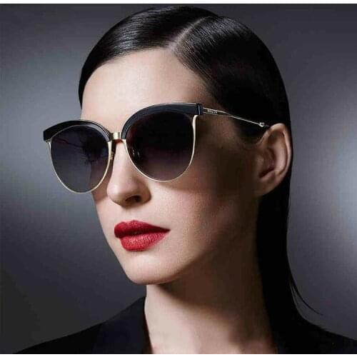 Viodream Fashion Retro Designer Vintage Round Circle Glasses CatEye Semi-Rimless 2016 Women Sunglasses Luxury Brand Mens Eyewear